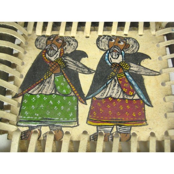 Men Robes Costumes Painted Lashed Wrapped Size 8 Tall Inches Wall Decor Leather - Picture 2 of 6